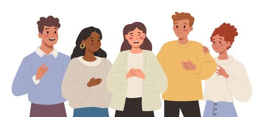 Group of Adults Psychological Support Upset Woman.