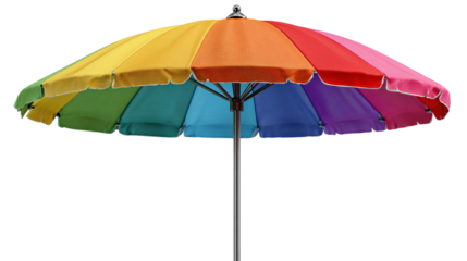 Colorful rainbow beach umbrella for sun protection and style
