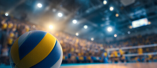 indoor volleyball in modern court banner background
