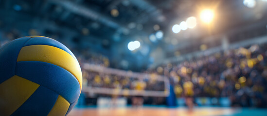 indoor volleyball in modern court banner background
