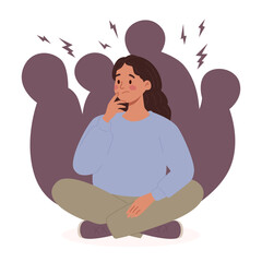 Woman Experiences Panic Attack and Social Phobia.