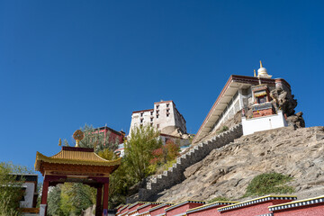 Thiksey, India - September 17, 2025: Exterior of Thiksey Monastery in Ladakh region