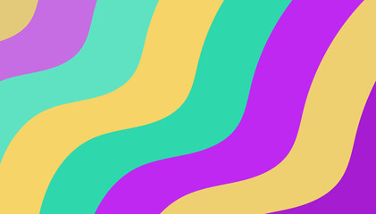 Gentle Wavy Color Blocks: Soft Yellow, Teal, and Deep Purple Curves for Creative Backgrounds and Designs