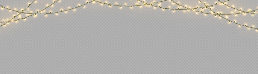 String light garland on a transparent background