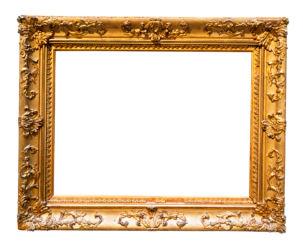 baroque wide yellow picture frame cutout - Powered by Adobe