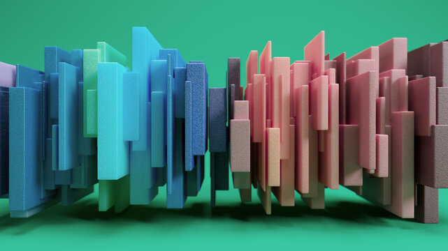 Colorful Abstract Bar Structures Form a Vibrant Gradient From Blue to Pink