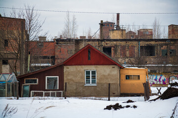 houses in the snow