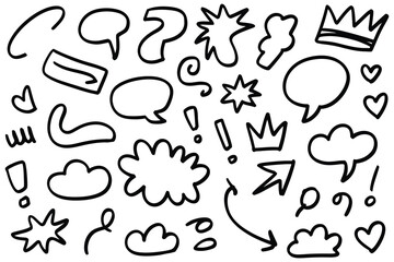 Playful Hand Drawn Doodle Sketch Elements Set - Creative Vector Outlines