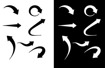 Bent Arrows Set Vector Illustration – Curved, Twisted, and Loop Arrow Icons Collection