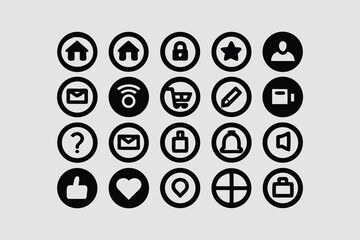 comprehensive vector icon set for web and mobile application design, featuring essential business and internet symbols like home, search, and mail arrows 