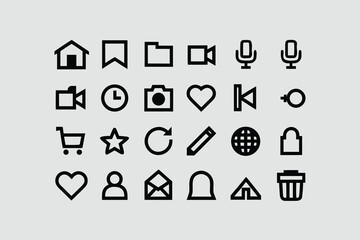 comprehensive vector icon set for web and mobile application design, featuring essential business and internet symbols like home, search, and mail arrows 