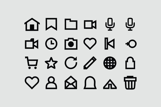 comprehensive vector icon set for web and mobile application design, featuring essential business and internet symbols like home, search, and mail arrows 