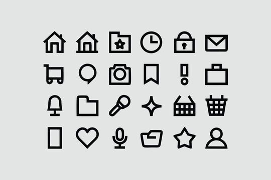 comprehensive vector icon set for web and mobile application design, featuring essential business and internet symbols like home, search, and mail arrows 