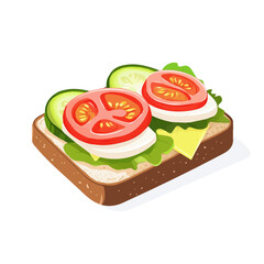 Smrrebrd, modern 2D flat vector illustration in icon style, isolated on pure white background.