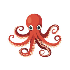2D flat vector illustration of Octopus, clean and minimal icon style, isolated on white background. © Antoni