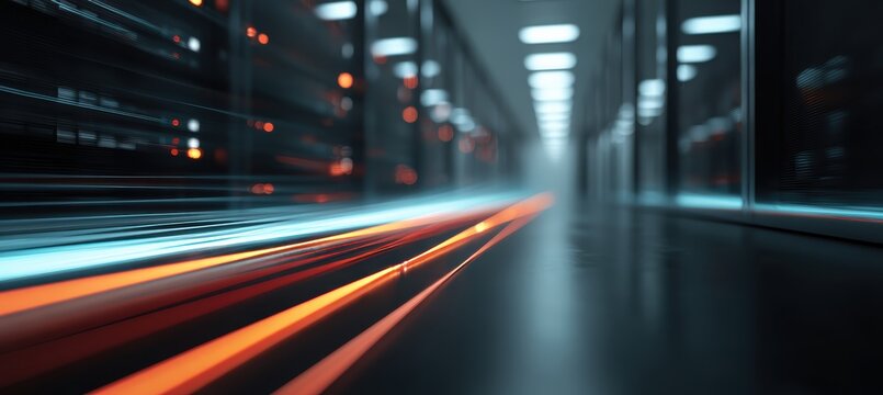 Data streams in corporate server room interior architecture