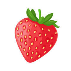 2D flat vector illustration of Wild Strawberry, clean and minimal icon style, isolated on white background.