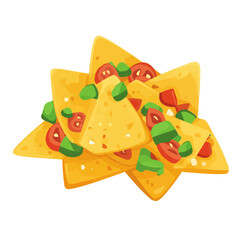2D flat vector illustration of Nachos, clean and minimal icon style, isolated on white background.
