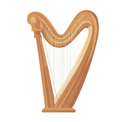 Flat 2D vector illustration of Lyre Harp, simple icon style on a clean white background.