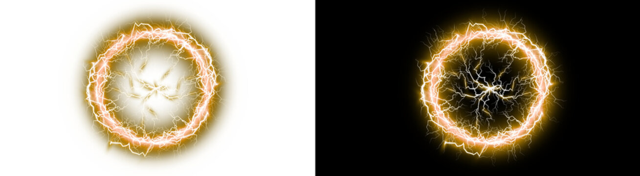 Png image of  lightning effect energy ring power circle electric discharge voltage current storm thunderbolt plasma ball on transparent background