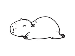 Capybara sleeping hand drawing sketch illustration