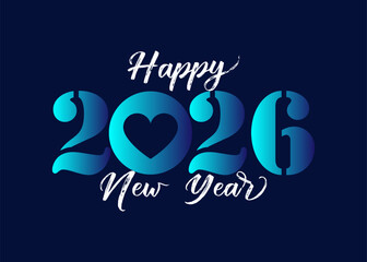 Naklejka premium Happy new year 2026 text design for brochure design template card banner vector illustration.