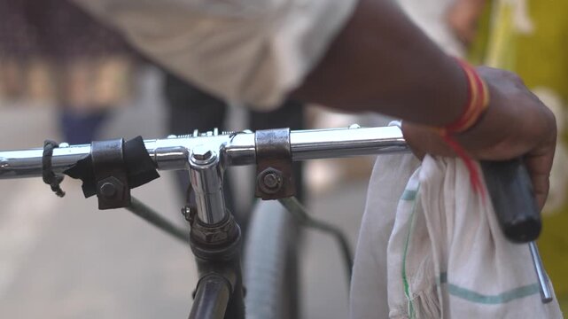 Rickshaw Handle Close-up in Indian Market