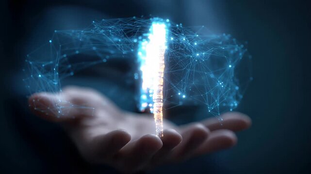Digital world map in a hand showcasing global connectivity and technological innovation