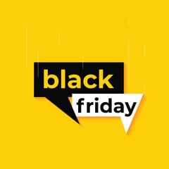 Falling black Friday banner on yellow and black background design