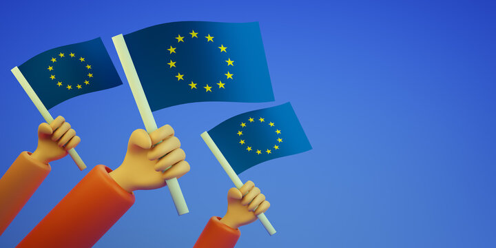 Europian Union Flag 3d Illustration. 3d render.