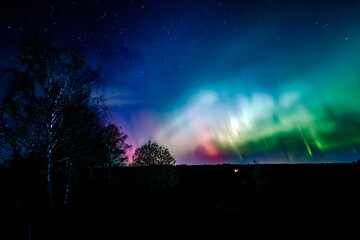 Scenic view of aurora borealis against sky at night