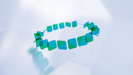 Abstract gradient blue round shape, layers, glass	