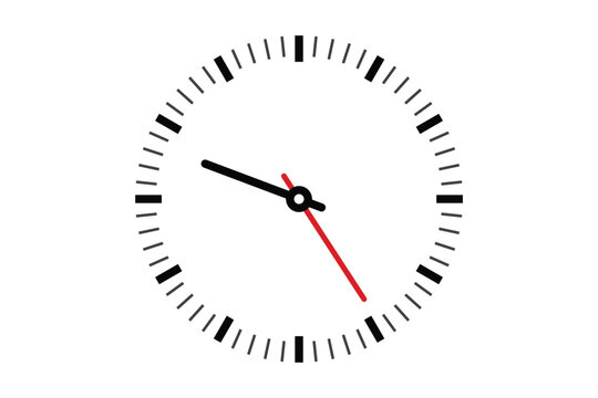 Analog Wall Clock Vector Illustration isolated on white.