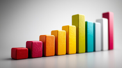 Blank 3d colored line graph isolated on white