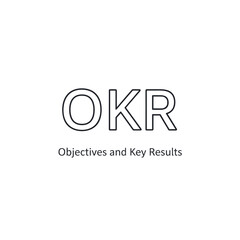 Okr objectives and key results concept icon with the acronym and full name, representing a strategic goalsetting framework