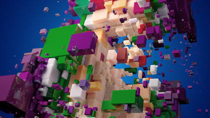 Colorful Cubes in Motion: A Dynamic 3D Abstract Composition