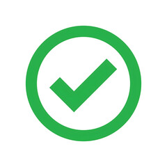 Green checkmark icon in a circle, a simple flat vector symbol for success, approval, and completion, isolated on a transparent background © limon
