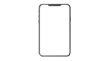 Isolated smartphone with a blank white screen and a notch at the top center on a plain background view