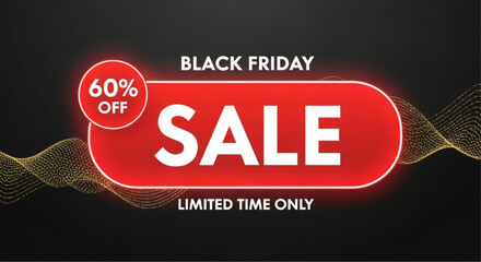 A striking promotional banner for Black Friday, the image features bold text and graphics announcing a significant discount, with a call to action. vector illustration