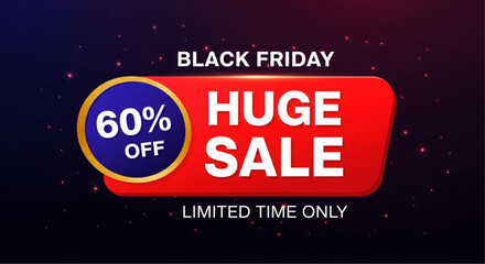 Bold announcement of Black Friday sale with a striking visual composition, offering discounts. Featuring a prominent Huge Sale graphic, evoking a sense of urgency. vector illustration
