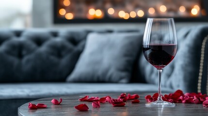 Naklejka premium Romantic and elegant Valentine's Day evening by the fireplace
