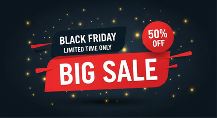 A vibrant Big Sale banner advertises the Black Friday event, promoting exclusive discounts and limited-time offers. vector illustration
