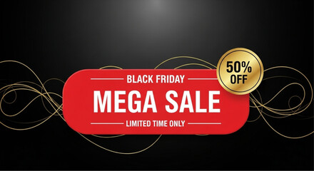 A captivating advertisement banner heralding a massive Mega Sale and 50% discount offers, perfect for attracting consumer attention. vector illustration