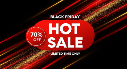 Dynamic and eye-catching promotional graphic highlighting a Black Friday hot sale event. vector illustration