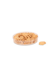 Circular container filled with cookies
