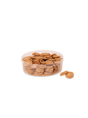 Delicious sesame cookies in a plastic container