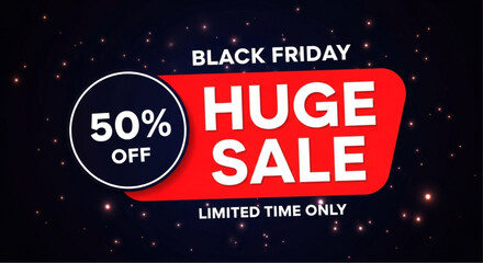 An eye-catching promotion banner offering a huge sale, creating excitement and anticipation for the shopping event. vector illustration
