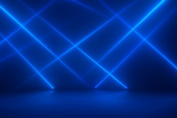 Vibrant blue neon light beams on dark background