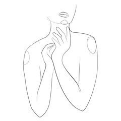 Abstract woman one line drawing on white isolated background 