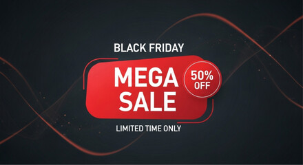 Captivating graphic showcases a Black Friday Mega Sale, with a striking visual presentation of promotional offers. A dynamic composition highlighting the exclusive. vector illustration